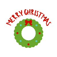 Merry Christmas Holiday Wreath Waterproof Die Cut Vinyl Decal