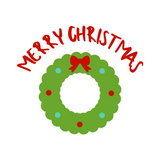 Merry Christmas Holiday Wreath Waterproof Die Cut Vinyl Decal