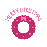 Merry Christmas Holiday Wreath Waterproof Die Cut Vinyl Decal
