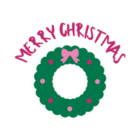 Merry Christmas Holiday Wreath Waterproof Die Cut Vinyl Decal