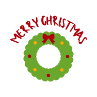 Merry Christmas Holiday Wreath Waterproof Die Cut Vinyl Decal