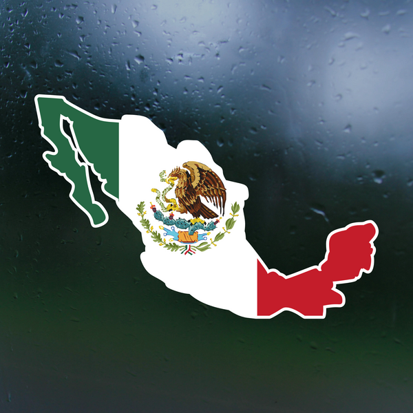 Country Of Mexico Cropped Flag Sticker Decal - Waterproof Vinyl Decal