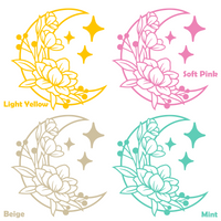 Die Cut Vinyl Floral Moon And Star Decal - Vehicle / Window / Craft Decal