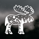 Die Cut Vinyl Moose Outdoor Scene Decal - Truck, Camper, Window Decal