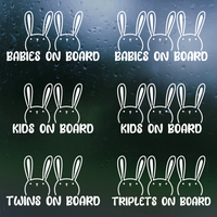 Bunny Rabbit Multiple Baby On Board Decal for Car, Truck, Windshield & More