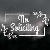 Simple Framed No Soliciting Decal - Waterproof Vinyl No Soliciting Decal Sticker - Get Decaled