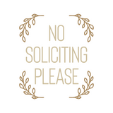 Soft Rectangle Foliage Framed "No Soliciting" Decal For Outdoor Doors / Windows