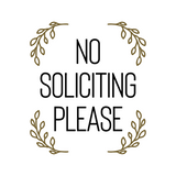 Soft Rectangle Foliage Framed "No Soliciting" Decal For Outdoor Doors / Windows