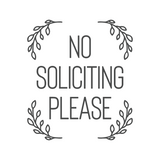 Soft Rectangle Foliage Framed "No Soliciting" Decal For Outdoor Doors / Windows