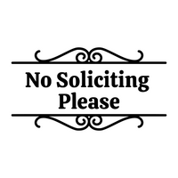 No Soliciting Please Front Door Sign Decal - Waterproof Die Cut Vinyl Decal
