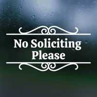 No Soliciting Please Front Door Sign Decal - Waterproof Die Cut Vinyl Decal