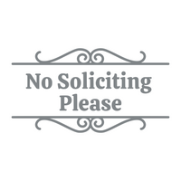 No Soliciting Please Front Door Sign Decal - Waterproof Die Cut Vinyl Decal