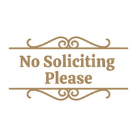 No Soliciting Please Front Door Sign Decal - Waterproof Die Cut Vinyl Decal