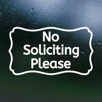 New Simple Die Cut Vinyl No Soliciting Decal - Waterproof Outdoor Door / Window Decal