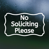 New Simple Die Cut Vinyl No Soliciting Decal - Waterproof Outdoor Door / Window Decal