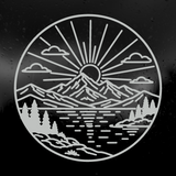 Die Cut Vinyl Decal - Line Art Outdoor Scene