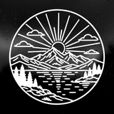 Die Cut Vinyl Decal - Line Art Outdoor Scene
