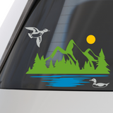 Die Cut Vinyl Lake & Duck Outdoor Scene Decal - Vehicle / Camper / Laptop Decal