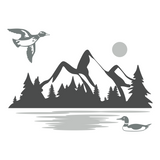 Die Cut Vinyl Lake & Duck Outdoor Scene Decal - Vehicle / Camper / Laptop Decal
