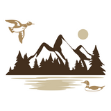 Die Cut Vinyl Lake & Duck Outdoor Scene Decal - Vehicle / Camper / Laptop Decal