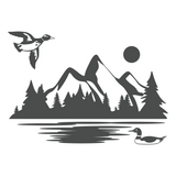 Die Cut Vinyl Lake & Duck Outdoor Scene Decal - Vehicle / Camper / Laptop Decal