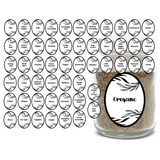 53 Pc Oval Botanical Style Spice Label Set - Waterproof Vinyl Stickers