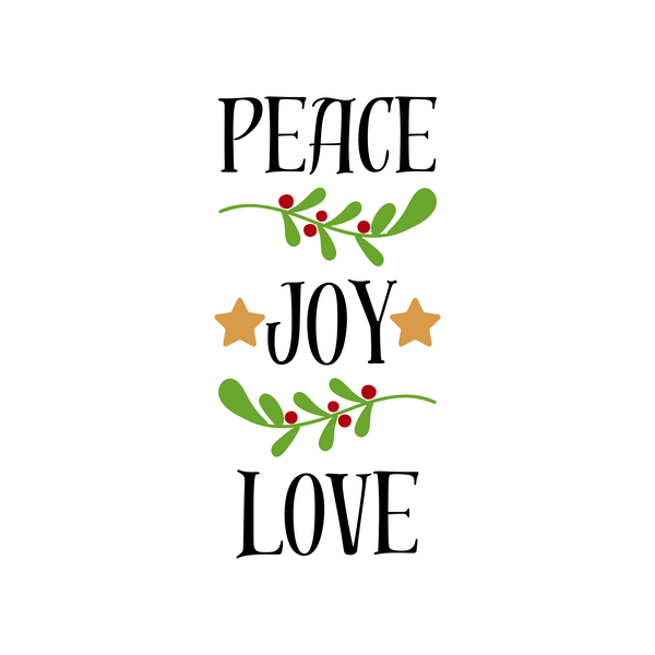 Peace, Love, Joy Christmas Holiday Decal Decoration - Waterproof Die Cut Vinyl Decal