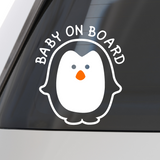 Die Cut Vinyl Penguin Baby On Board Decal - Get Decaled