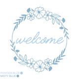 Die Cut Vinyl Removable 'Welcome' Decal With Floral Themed Circle Wreath - Get Decaled