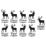Die Cut Vinyl Decal Set - Christmas Reindeer 9 Piece