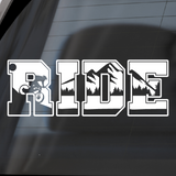 Custom Die Cut Vinyl Mountain Biker Decal "RIDE" - Sticker Decal - Get Decaled