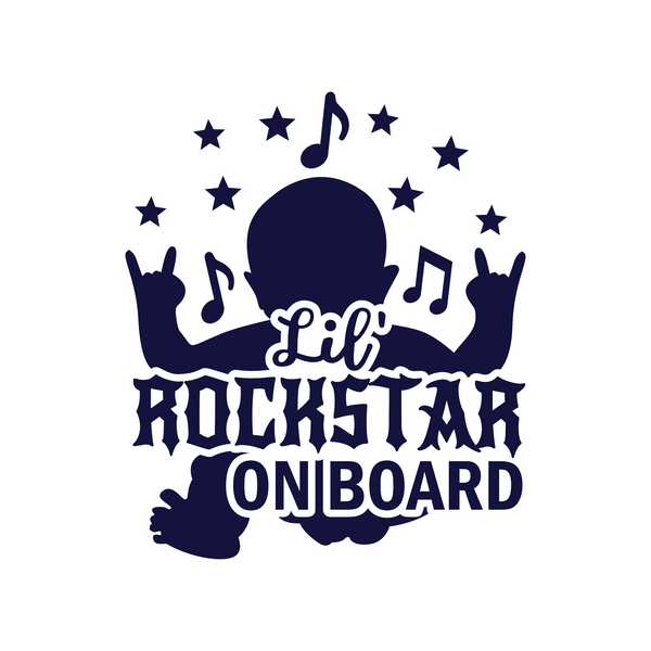 Custom Designed Die Cut Vinyl Lil Rockstar On Board Decal - Waterproof Window / Vehicle Decal