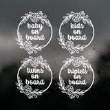 Die Cut Vinyl Rose Wreath Kids / Baby / Twins On Board Decal