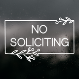 Die Cut Vinyl Boho Rectangle Wreath No Soliciting Decal - Waterproof Vinyl Decal - Get Decaled
