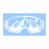 Snowy Mountain Scene in Ski Goggles Die Cut Vinyl Decal