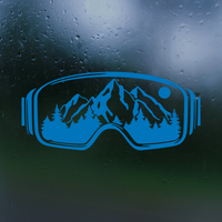 Snowy Mountain Scene in Ski Goggles Die Cut Vinyl Decal