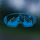 Snowy Mountain Scene in Ski Goggles Die Cut Vinyl Decal