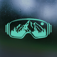 Snowy Mountain Scene in Ski Goggles Die Cut Vinyl Decal