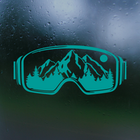 Snowy Mountain Scene in Ski Goggles Die Cut Vinyl Decal