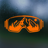 Snowy Mountain Scene in Ski Goggles Die Cut Vinyl Decal