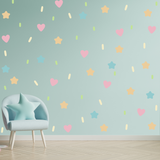 Die Cut Vinyl Decals - Sprinkle Wall Pack With Hearts & Stars