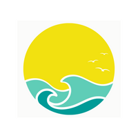 Die Cut Vinyl Sunset Wave Outdoor Scene Decal - Vehicle / Window Decal