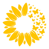 Die Cut Vinyl Butterfly Sunflower Decal - Vehicle / Window Decal