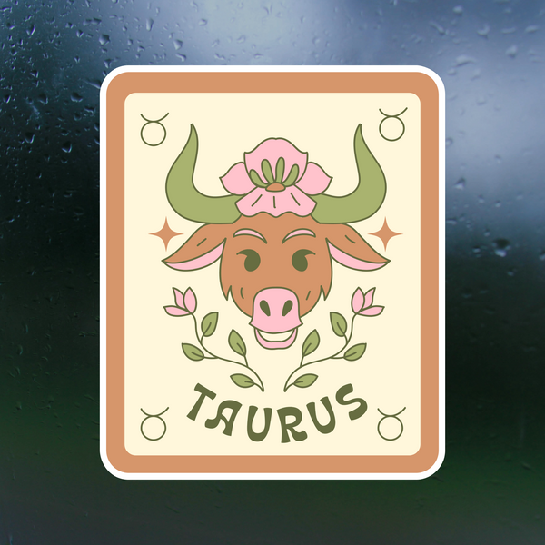 taurus zodiac sign sticker by get decaled. bumper sticker, car sticker, aries sticker, aries zodiac, zodiac signs, astrology signs, zodiac sign sticker, astrology sign sticker, decal shop, decal shop usa, best decals