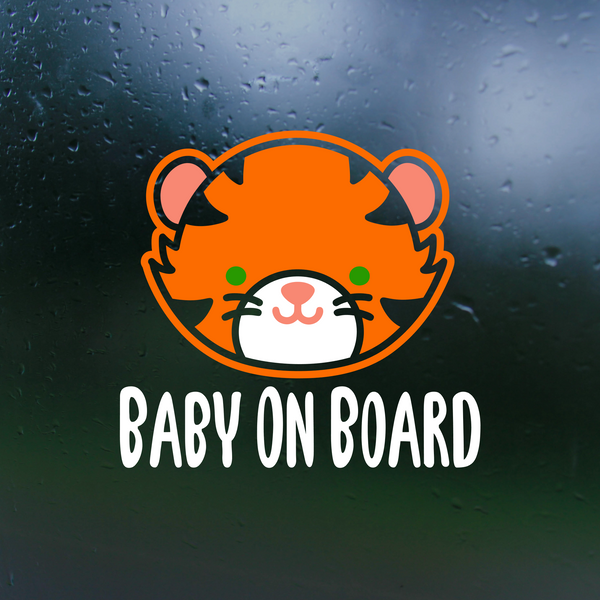 tiger baby on board, cute baby worm on board, Baby on board decal, decals, car decals, truck decals, baby on board sign, baby in car sign, decal shop, get decaled, 