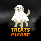 Die Cut Vinyl Decal - Golden Retriever Trick Or Treating