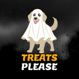 Die Cut Vinyl Decal - Golden Retriever Trick Or Treating