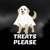 Die Cut Vinyl Decal - Golden Retriever Trick Or Treating