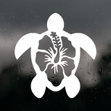 Die Cut Vinyl Decal - Hibiscus Turtle