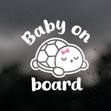 Die Cut Vinyl Turtle Themed "Baby On Board" Decal - Waterproof Vinyl Decal